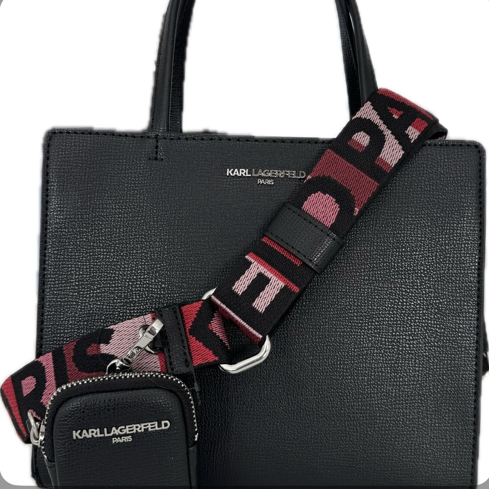 Karl Lagerfeld Black Bag with Red Strap
